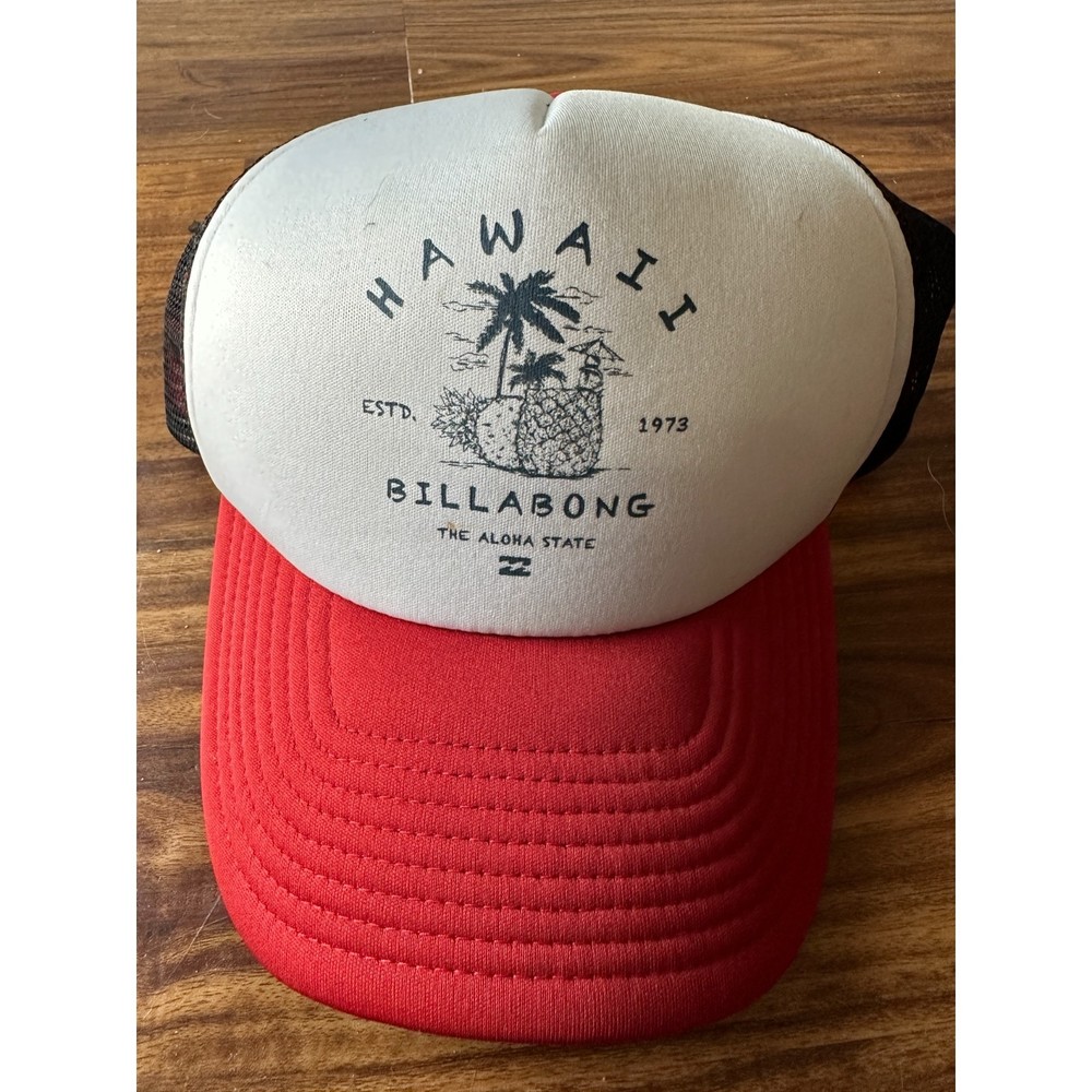 Hawaii Red White Blue Billabong Trucker Hat